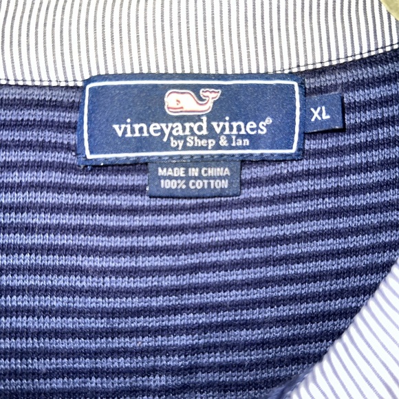 Vineyard Vines Sweater Mens XL Pullover Blue Striped Long‎ Sleeve Collared - Picture 3 of 6